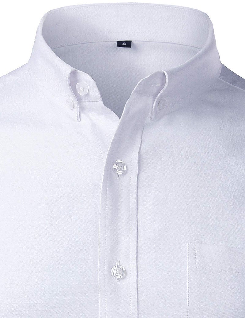 ZEROYAA Men's Hipster Casual Slim Fit Long Sleeve Button Down Oxford Shirts with Chest Pocket Z111 White Large - Image 3